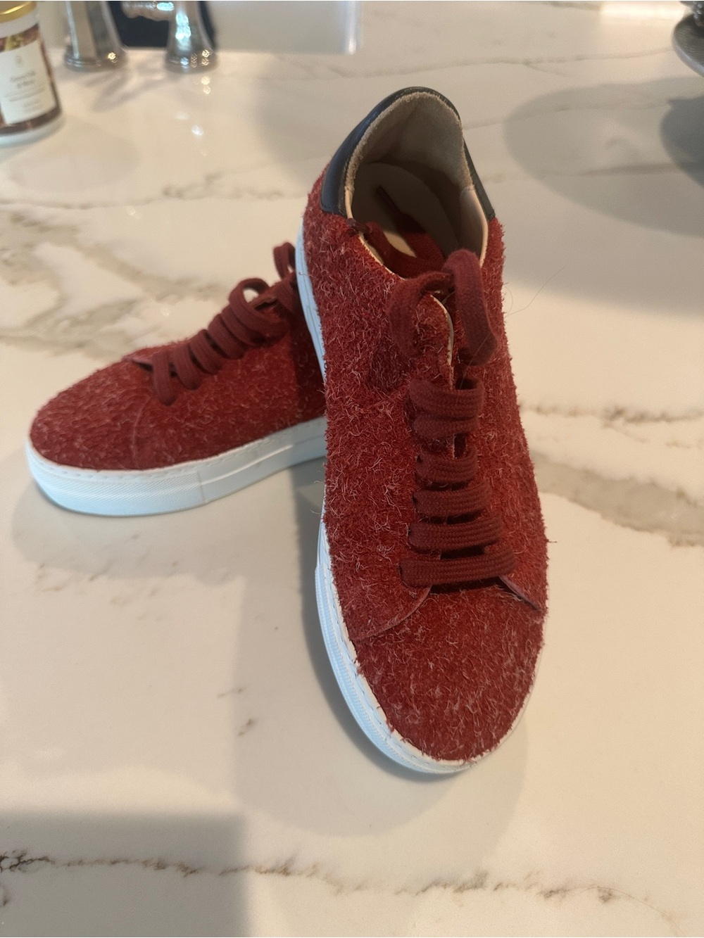 Axel Arigato Burgundy and Black Low-Top Sneakers